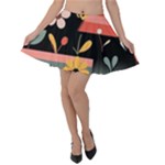  Minimalist Pattern With Simple Lines,flower And Shapes, Creating A Clean And Modern Velvet Skater Skirt