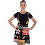  Minimalist Pattern With Simple Lines,flower And Shapes, Creating A Clean And Modern Velvet Suspender Skater Skirt