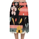  Minimalist Pattern With Simple Lines,flower And Shapes, Creating A Clean And Modern Velvet Flared Midi Skirt