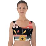  Minimalist Pattern With Simple Lines,flower And Shapes, Creating A Clean And Modern Velvet Crop Top