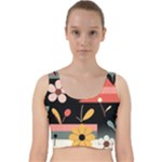  Minimalist Pattern With Simple Lines,flower And Shapes, Creating A Clean And Modern Velvet Racer Back Crop Top