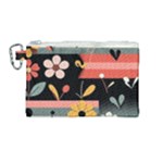  Minimalist Pattern With Simple Lines,flower And Shapes, Creating A Clean And Modern Canvas Cosmetic Bag (Medium)