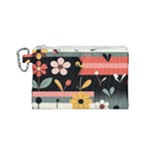  Minimalist Pattern With Simple Lines,flower And Shapes, Creating A Clean And Modern Canvas Cosmetic Bag (Small)