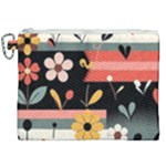  Minimalist Pattern With Simple Lines,flower And Shapes, Creating A Clean And Modern Canvas Cosmetic Bag (XXL)