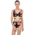  Minimalist Pattern With Simple Lines,flower And Shapes, Creating A Clean And Modern Center Cut Out Swimsuit