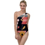  Minimalist Pattern With Simple Lines,flower And Shapes, Creating A Clean And Modern To One Side Swimsuit