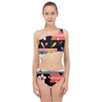  Minimalist Pattern With Simple Lines,flower And Shapes, Creating A Clean And Modern Spliced Up Two Piece Swimsuit