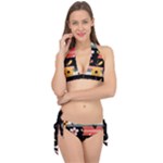  Minimalist Pattern With Simple Lines,flower And Shapes, Creating A Clean And Modern Tie It Up Bikini Set