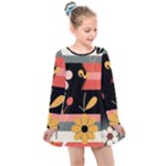  Minimalist Pattern With Simple Lines,flower And Shapes, Creating A Clean And Modern Kids  Long Sleeve Dress