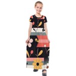  Minimalist Pattern With Simple Lines,flower And Shapes, Creating A Clean And Modern Kids  Short Sleeve Maxi Dress