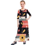  Minimalist Pattern With Simple Lines,flower And Shapes, Creating A Clean And Modern Kids  Quarter Sleeve Maxi Dress