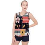  Minimalist Pattern With Simple Lines,flower And Shapes, Creating A Clean And Modern Bubble Hem Chiffon Tank Top