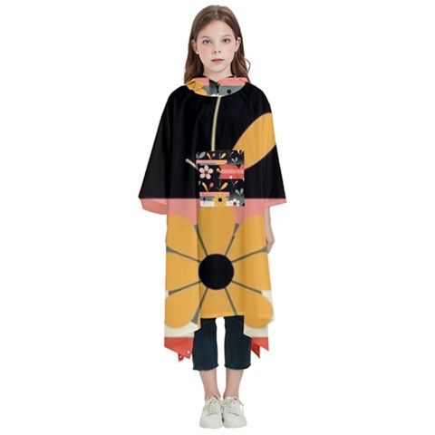 Minimalist Pattern With Simple Lines,flower And Shapes, Creating A Clean And Modern Kids  Hooded Rain Ponchos from ArtsNow.com