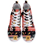  Minimalist Pattern With Simple Lines,flower And Shapes, Creating A Clean And Modern Men s Lightweight High Top Sneakers