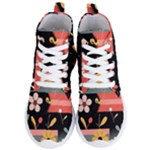  Minimalist Pattern With Simple Lines,flower And Shapes, Creating A Clean And Modern Women s Lightweight High Top Sneakers