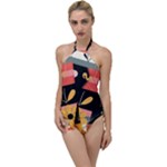  Minimalist Pattern With Simple Lines,flower And Shapes, Creating A Clean And Modern Go with the Flow One Piece Swimsuit