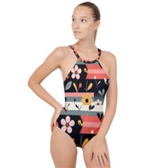 High Neck One Piece Swimsuit 