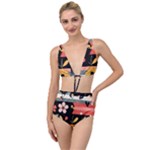  Minimalist Pattern With Simple Lines,flower And Shapes, Creating A Clean And Modern Tied Up Two Piece Swimsuit