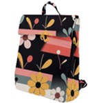  Minimalist Pattern With Simple Lines,flower And Shapes, Creating A Clean And Modern Flap Top Backpack