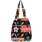  Minimalist Pattern With Simple Lines,flower And Shapes, Creating A Clean And Modern Center Zip Backpack