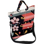  Minimalist Pattern With Simple Lines,flower And Shapes, Creating A Clean And Modern Fold Over Handle Tote Bag