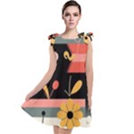  Minimalist Pattern With Simple Lines,flower And Shapes, Creating A Clean And Modern Tie Up Tunic Dress