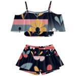  Minimalist Pattern With Simple Lines,flower And Shapes, Creating A Clean And Modern Kids  Off Shoulder Skirt Bikini