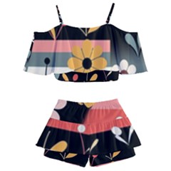 Kids  Off Shoulder Skirt Bikini 