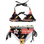  Minimalist Pattern With Simple Lines,flower And Shapes, Creating A Clean And Modern Kids  Classic Bikini Set