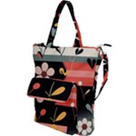  Minimalist Pattern With Simple Lines,flower And Shapes, Creating A Clean And Modern Shoulder Tote Bag