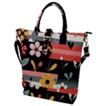  Minimalist Pattern With Simple Lines,flower And Shapes, Creating A Clean And Modern Buckle Top Tote Bag