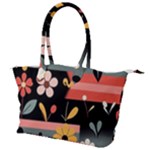  Minimalist Pattern With Simple Lines,flower And Shapes, Creating A Clean And Modern Canvas Shoulder Bag