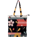  Minimalist Pattern With Simple Lines,flower And Shapes, Creating A Clean And Modern Double Zip Up Tote Bag