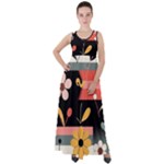  Minimalist Pattern With Simple Lines,flower And Shapes, Creating A Clean And Modern Empire Waist Velour Maxi Dress