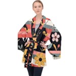  Minimalist Pattern With Simple Lines,flower And Shapes, Creating A Clean And Modern Long Sleeve Velvet Kimono 