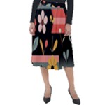  Minimalist Pattern With Simple Lines,flower And Shapes, Creating A Clean And Modern Classic Velour Midi Skirt 