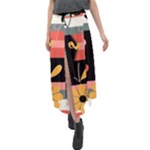  Minimalist Pattern With Simple Lines,flower And Shapes, Creating A Clean And Modern Velour Split Maxi Skirt