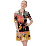  Minimalist Pattern With Simple Lines,flower And Shapes, Creating A Clean And Modern Belted Shirt Dress