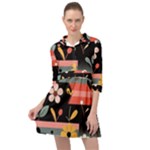  Minimalist Pattern With Simple Lines,flower And Shapes, Creating A Clean And Modern Mini Skater Shirt Dress