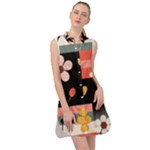  Minimalist Pattern With Simple Lines,flower And Shapes, Creating A Clean And Modern Sleeveless Shirt Dress