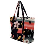  Minimalist Pattern With Simple Lines,flower And Shapes, Creating A Clean And Modern Zip Up Canvas Bag