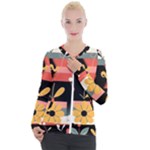  Minimalist Pattern With Simple Lines,flower And Shapes, Creating A Clean And Modern Casual Zip Up Jacket