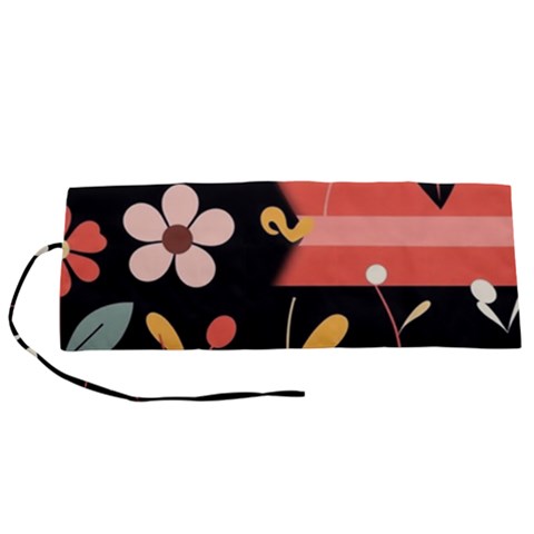 Minimalist Pattern With Simple Lines,flower And Shapes, Creating A Clean And Modern Roll Up Canvas Pencil Holder (S) from ArtsNow.com