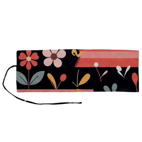 Minimalist Pattern With Simple Lines,flower And Shapes, Creating A Clean And Modern Roll Up Canvas Pencil Holder (M) from ArtsNow.com