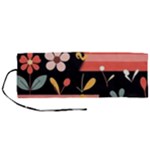  Minimalist Pattern With Simple Lines,flower And Shapes, Creating A Clean And Modern Roll Up Canvas Pencil Holder (M)