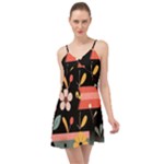  Minimalist Pattern With Simple Lines,flower And Shapes, Creating A Clean And Modern Summer Time Chiffon Dress