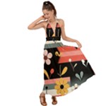  Minimalist Pattern With Simple Lines,flower And Shapes, Creating A Clean And Modern Backless Maxi Beach Dress