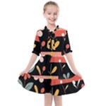  Minimalist Pattern With Simple Lines,flower And Shapes, Creating A Clean And Modern Kids  All Frills Chiffon Dress