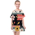  Minimalist Pattern With Simple Lines,flower And Shapes, Creating A Clean And Modern Kids  One Piece Chiffon Dress