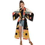  Minimalist Pattern With Simple Lines,flower And Shapes, Creating A Clean And Modern Maxi Kimono